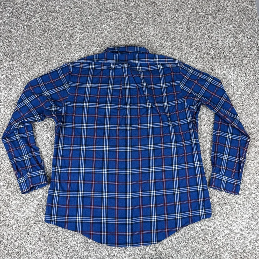 Brooks Brothers Shirt Mens XL Blue Plaid Supima Cotton Non-Iron Regent Preppy - Picture 4 of 7